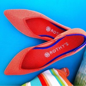 Rothys Retired Persimmon Knit Pointed Toe Flats